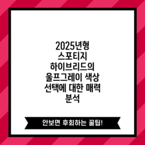 2025년형 스포티지 하이브리드의 울프그레이 색상 선택에 대한 매력 분석