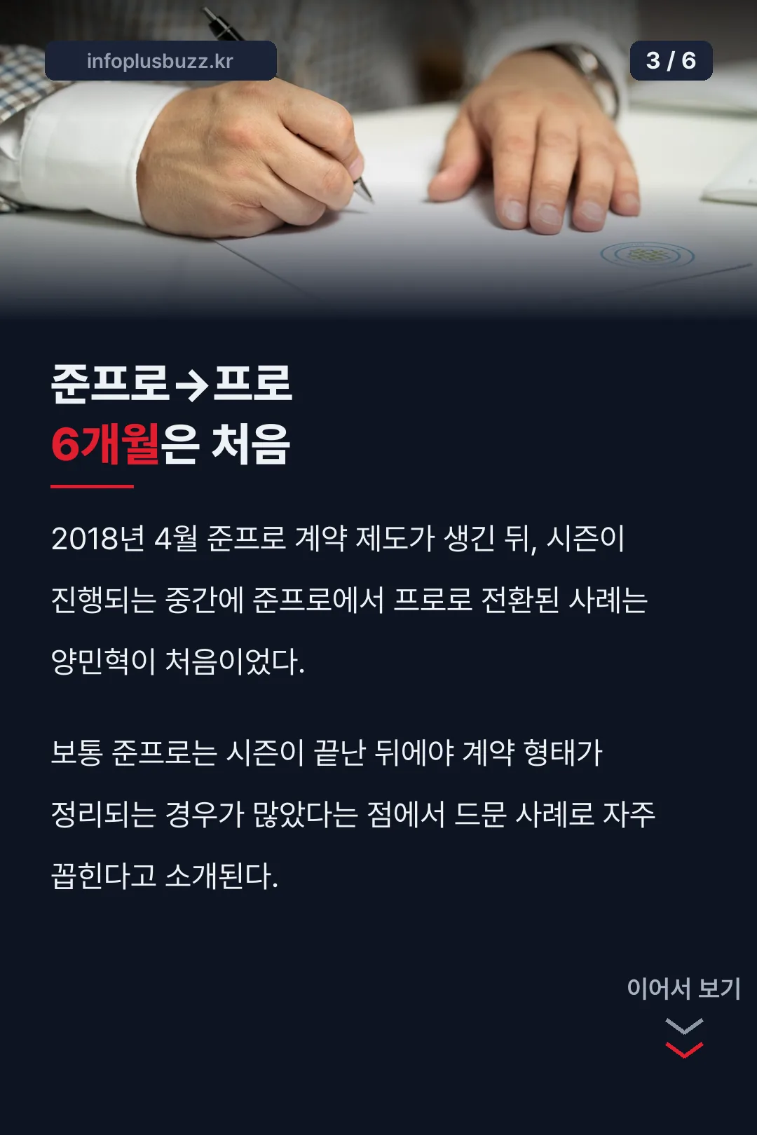 준프로에서 프로로 전환된 기록